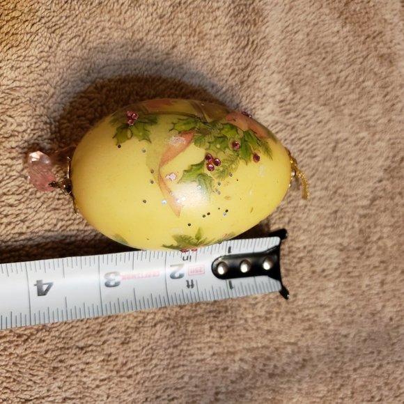 Christmas Ornament Resin Egg Yellow with Gas Lamplight Jeweled Embellishments - Picture 9 of 9